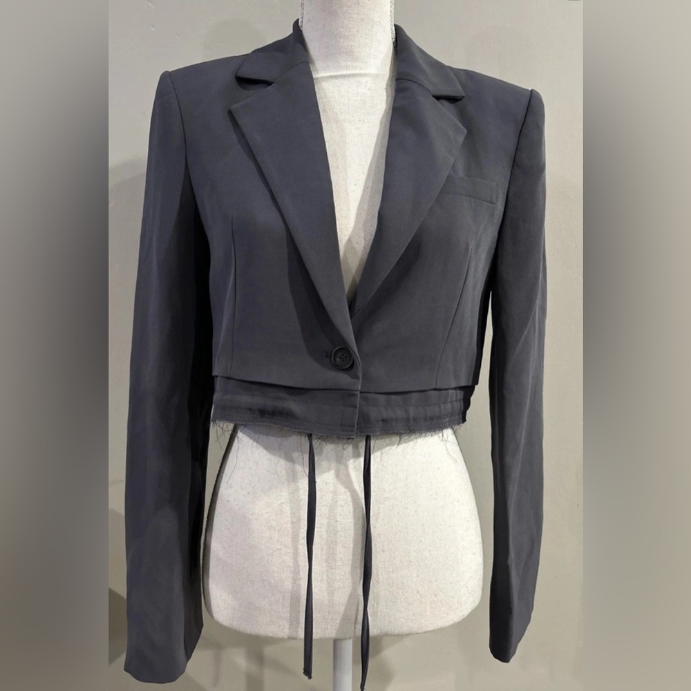 Zara Women’s Cropped Blazer/Jacket Grey Sz XS NWOT